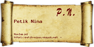Petik Nina névjegykártya